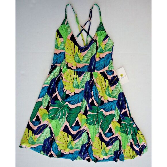 Body Glove Women's Sz XL Manoa Falls Leaf Print Swimsuit Cover Up Ivy Dress - Picture 1 of 7